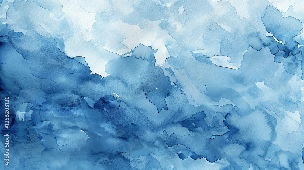 Obraz premium Sky-Inspired Blue Watercolor Painting with Subtle White Highlights
