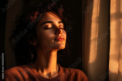 Young woman finds tranquility through meditation before important examination. Generative AI