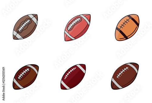American football vector Collection, Football playing ball golfing, American football award club all Instruments Isolated Vector set, football icon with white background.