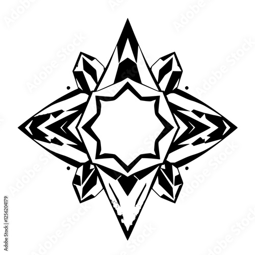 Geometric Starburst: A symmetrical abstract design with sharp angles and a central, empty space.