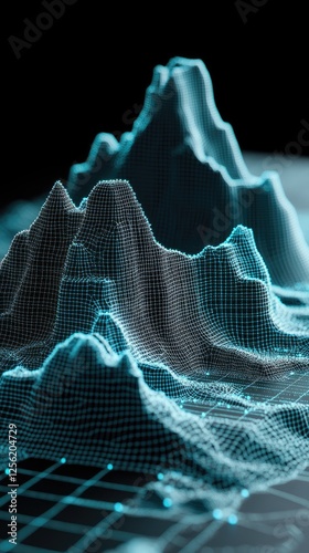 Digital terrain model, data visualization, abstract landscape, technology background, for tech presentations