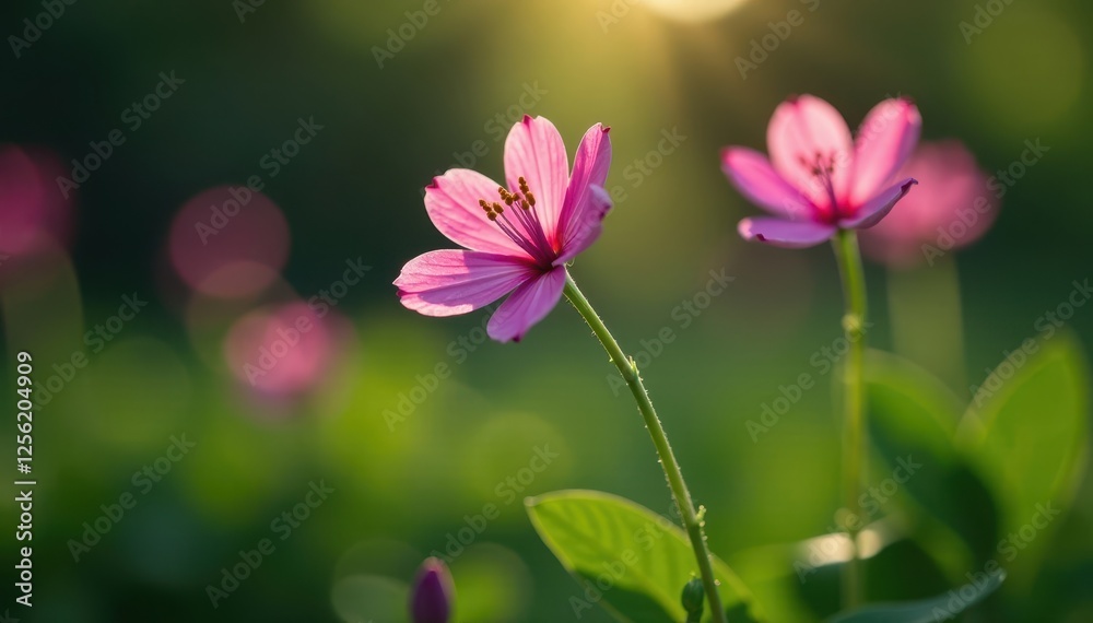 A delicate pink flower blooms in a small, tranquil corner of the garden, quiet corner, flower in garden, blooming flowers A delicate pink flower blooms in a small, tranquil corner of the garden, quiet corner, flower in garden, blooming flowers