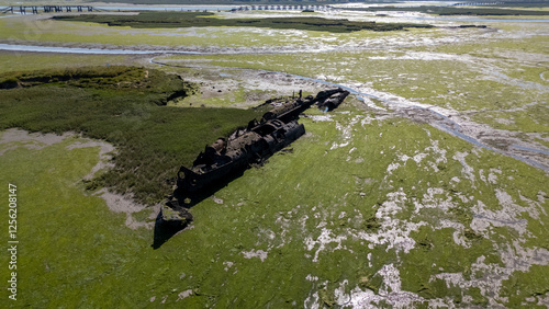 The wreckage of a WWI era German U-Boat UB 122 resting in Kent, England photo