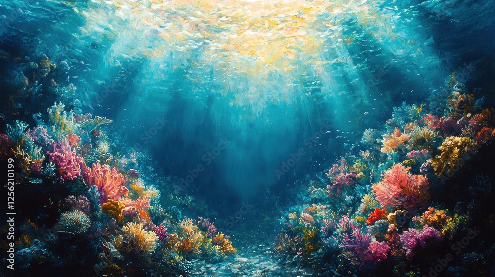 Fototapeta premium Sublime Underwater Coral Reefs: A Vibrant Oceanic Paradise