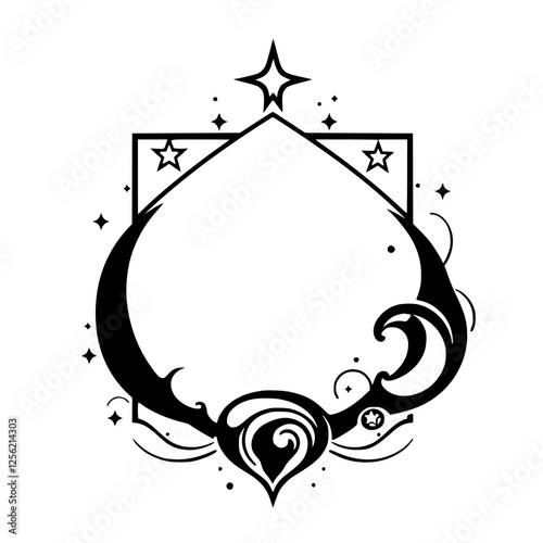 Elegant Starry Celestial Frame in Black and White.