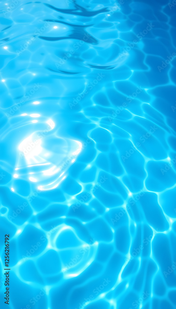 Blue water in swimming pool background. Ripple Water in swimming pool with sun reflection. Blue swimming pool rippled water detail. vertical photo, pop art. with white shades Blue water in swimming pool background. Ripple Water in swimming pool with sun reflection. Blue swimming pool rippled water detail. vertical photo, pop art. with white shades
