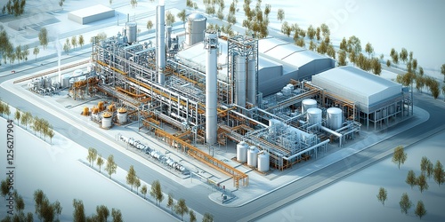 Industrial facility showcasing advanced manufacturing processes in a modern landscape