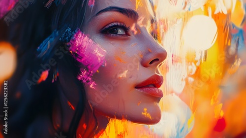 A Vivid Artistic Portrayal of Rapture: A Collage of Bright Colors and Expressive Strokes Evoking Elation