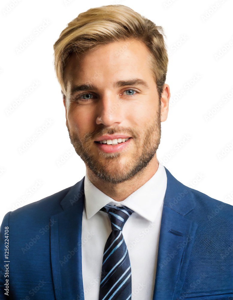 Portrait of only one Man. White Background. Portrait of only one Man. White Background.