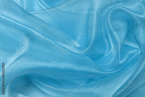 Blue organza fabric texture background