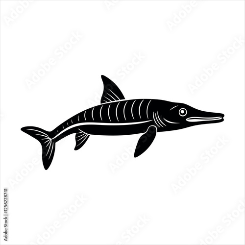 Ichthyosaurus Extinct Animals silhouette fish isolated on white background