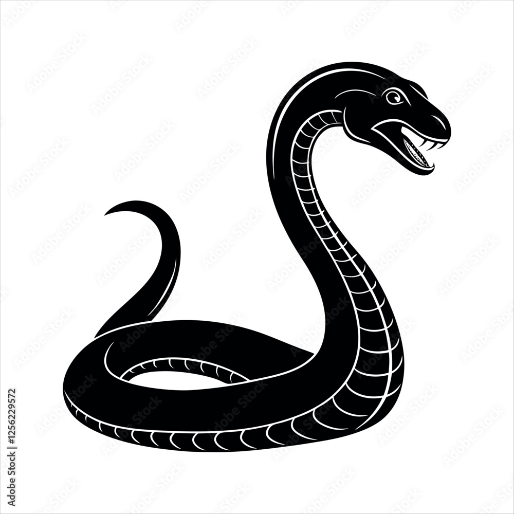 Fototapeta premium Titanoboa Extinct Animals silhouette black and white snake
