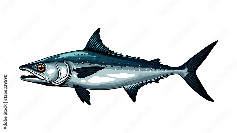 Fototapeta premium Realistic Digital Illustration of a Mackerel Fish High-Quality Marine Art