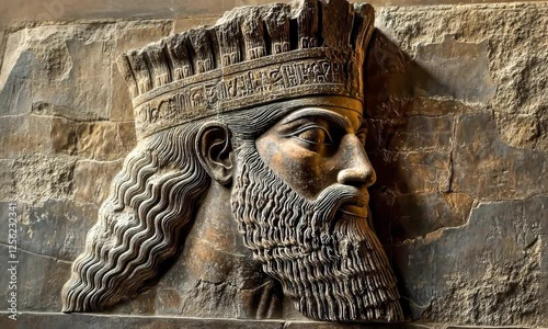 Ancient relief of Mesopotamian king inspired by Assyria