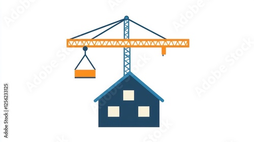 Construction Crane and House Under Construction photo