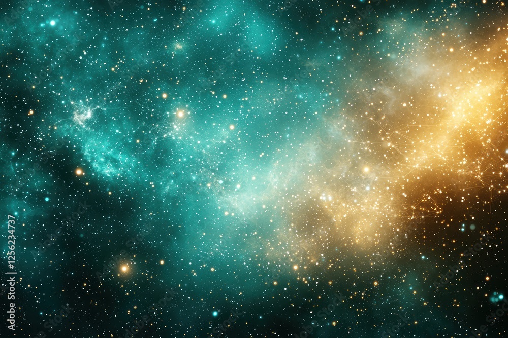Obraz premium Cosmic journey through space infinite galaxy abstract artwork dark environment wide view glowing concepts for imagination