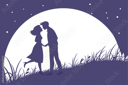 Couple Silhouettes in Romantic Moment