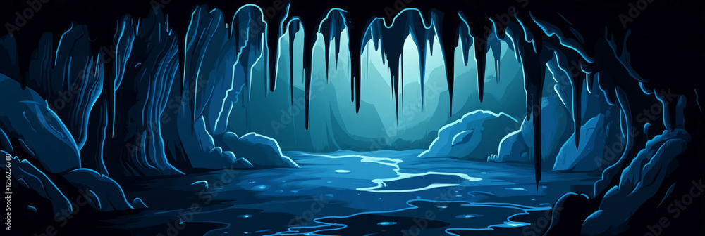Obraz premium Spooky cave with dripping water and dark shadows creates an eerie atmosphere