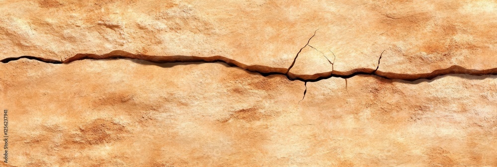 Fototapeta premium Abstract Cracked Earth Texture Wall - A cracked earth texture, symbolizing fragility, age, resilience, division, and the passage of time. Natural, earthy tones
