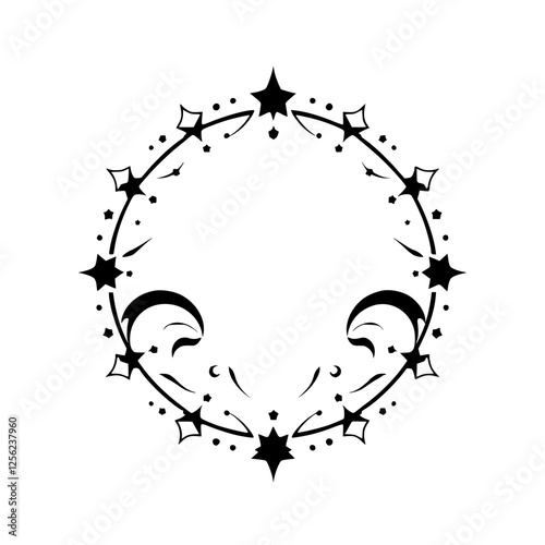 Circular ornament border composed of a star-shaped emblem.