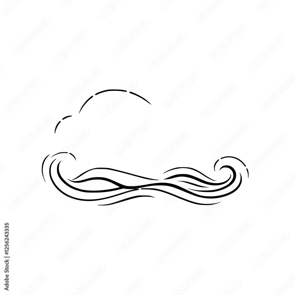Abstract illustration of a stylized mustache in black on a white background. Abstract illustration of a stylized mustache in black on a white background.