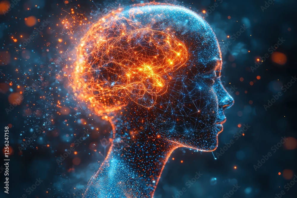 Abstract visualization of brain data digital realm graphic artwork futuristic environment side perspective neural connectivity Abstract visualization of brain data digital realm graphic artwork futuristic environment side perspective neural connectivity