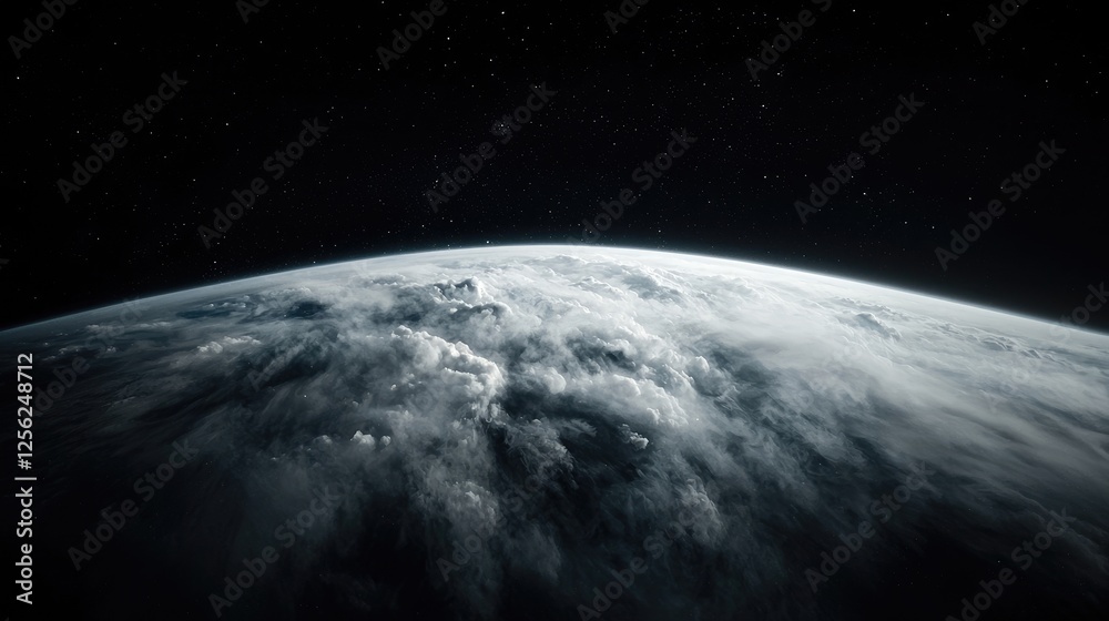Obraz premium Earth from Space, Cloudy Horizon, Cosmic View, Photo Opportunity