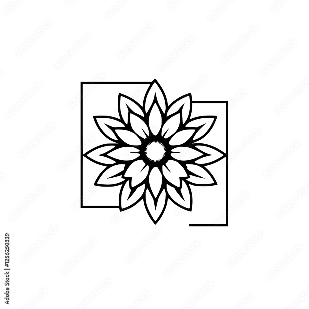 Sunflower silhouette of a sunflower set in a box Sunflower silhouette of a sunflower set in a box