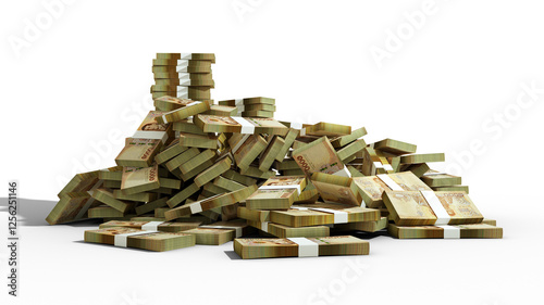 Obraz na plátně Big pile of Thai baht notes a lot of money over transparent background