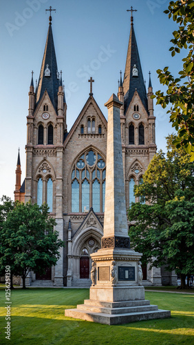 St. Patrick's Church and War Memorial: Gothic Revival Architecture and Remembrance in Sherbrooke, Quebec photo