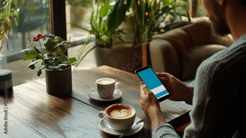 Designer testing the usability of a mobile app with real users in a modern cafe concept of customer centric product development relaxed setting