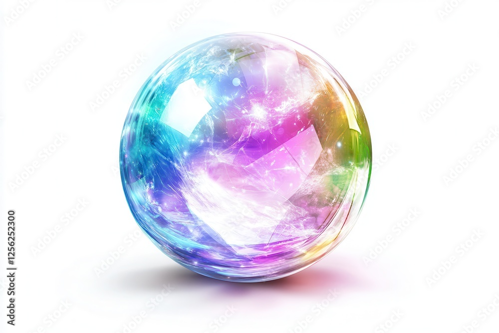 Colorful Crystal Ball with Abstract Light Reflections, A vibrant ball featuring a swirling pattern of light, showcasing a spectrum of colors in a dynamic design. Colorful Crystal Ball with Abstract Light Reflections, A vibrant ball featuring a swirling pattern of light, showcasing a spectrum of colors in a dynamic design.