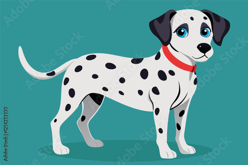 Cute dalmatian dog with its distinctive spotted color vector illustration