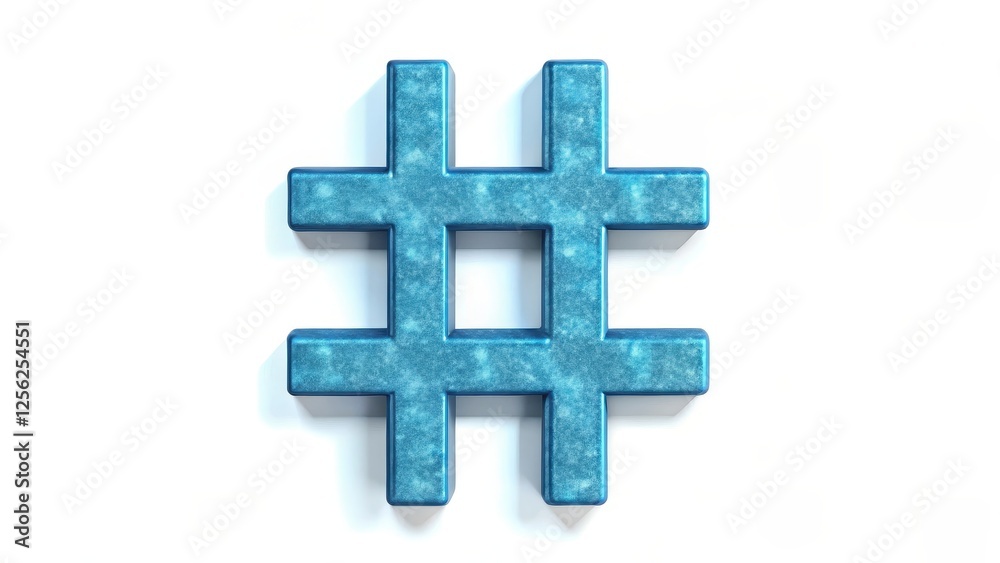 Obraz premium Blue Hashtag Symbol on White Background
