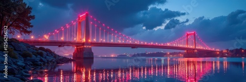 Modern and sleek bridge with four shining crowns, bridge, upbeat