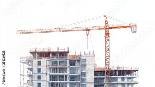 Construction site crane building apartment complex, potential stock photo photo