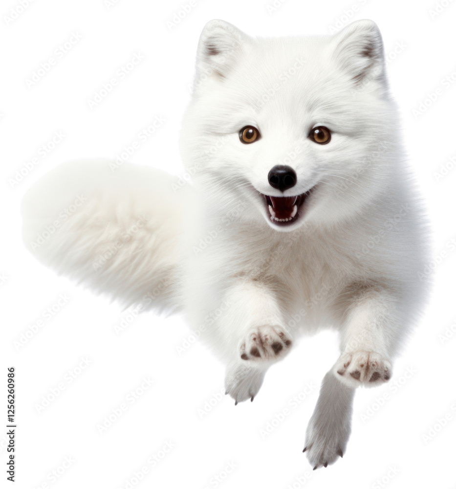 PNG Arctic fox jumping wildlife mammal animal. PNG Arctic fox jumping wildlife mammal animal.
