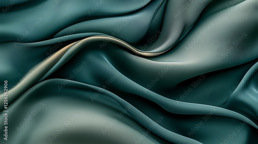 Obraz premium Teal silk waves, abstract background