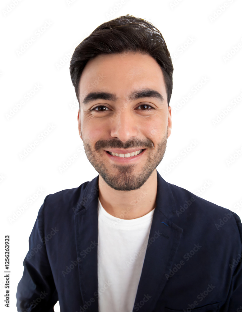 Portrait of only one Man. White Background. Portrait of only one Man. White Background.