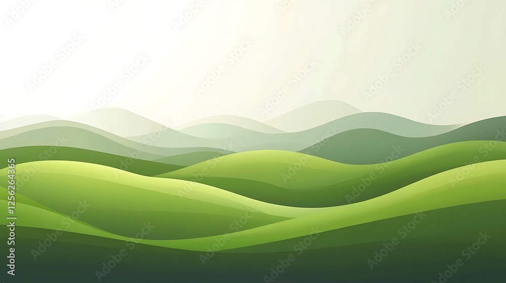 Obraz premium Rolling Green Hills Under a Bright Sky