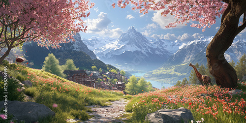 mountain landscape with a tree