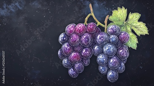 grape artwork for cooking projects, comic style, bold colors, fun design, great for kids' recipes, educational content, and apps, playful touch