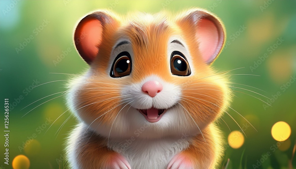 Niedlicher kleiner Hamster, grüner Hintergrund Niedlicher kleiner Hamster, grüner Hintergrund