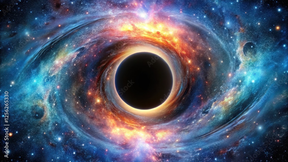 Obraz premium Black Hole in Space, Cosmic Phenomena, Nebula, Galaxy, Stars
