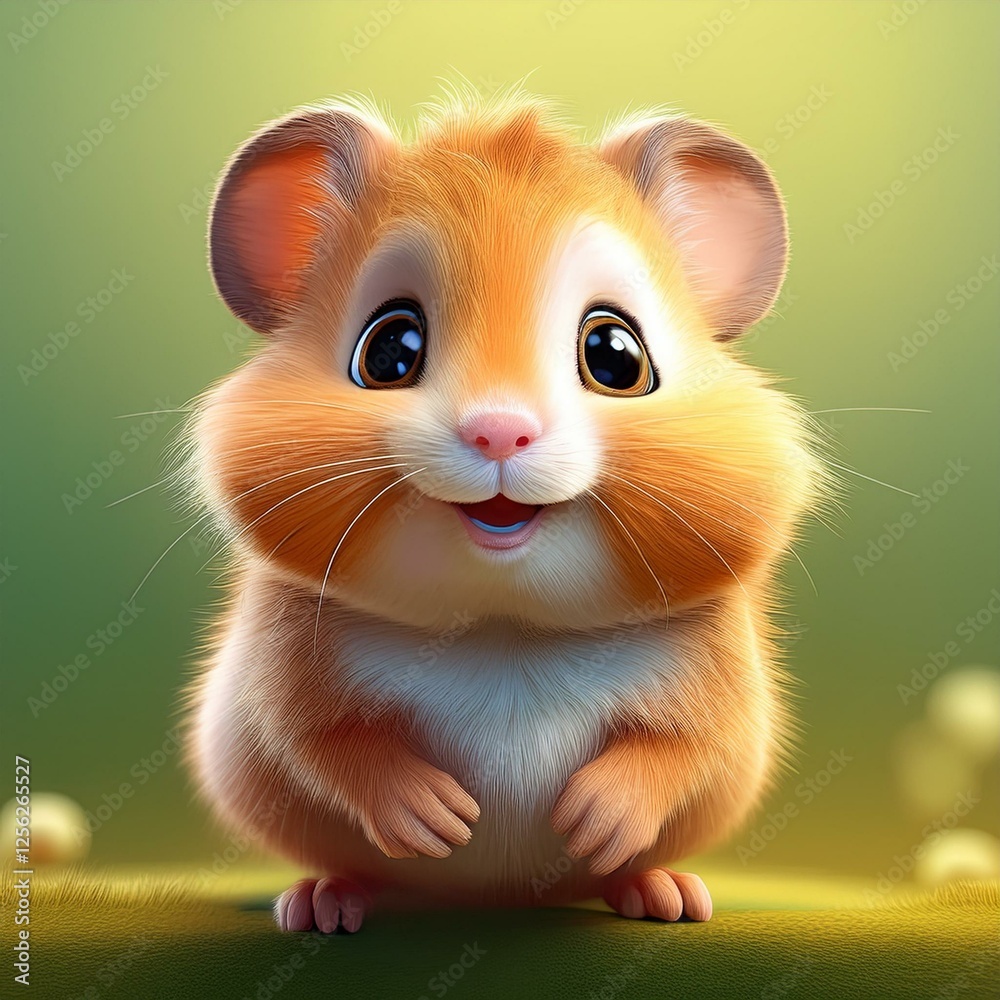Niedlicher kleiner Hamster, grüner Hintergrund Niedlicher kleiner Hamster, grüner Hintergrund