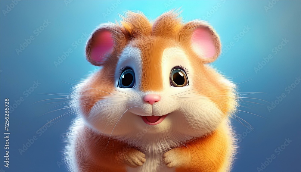 Kleiner niedlicher Hamster, blauer Hintergrund Kleiner niedlicher Hamster, blauer Hintergrund