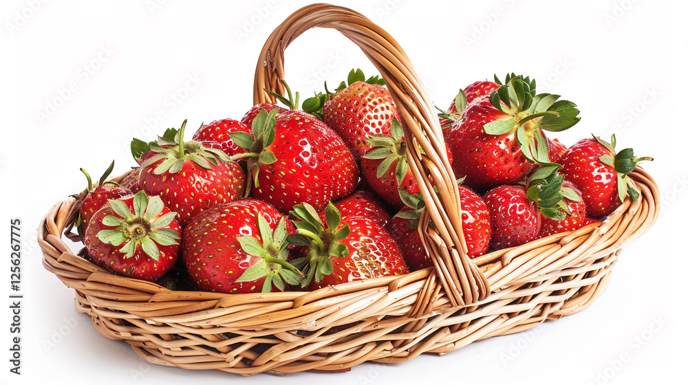 basket of strawberries on an isolated white background, object focused, png, stock image, hd quality, basket of strawberries on an isolated white background, object focused, png, stock image, hd quality,