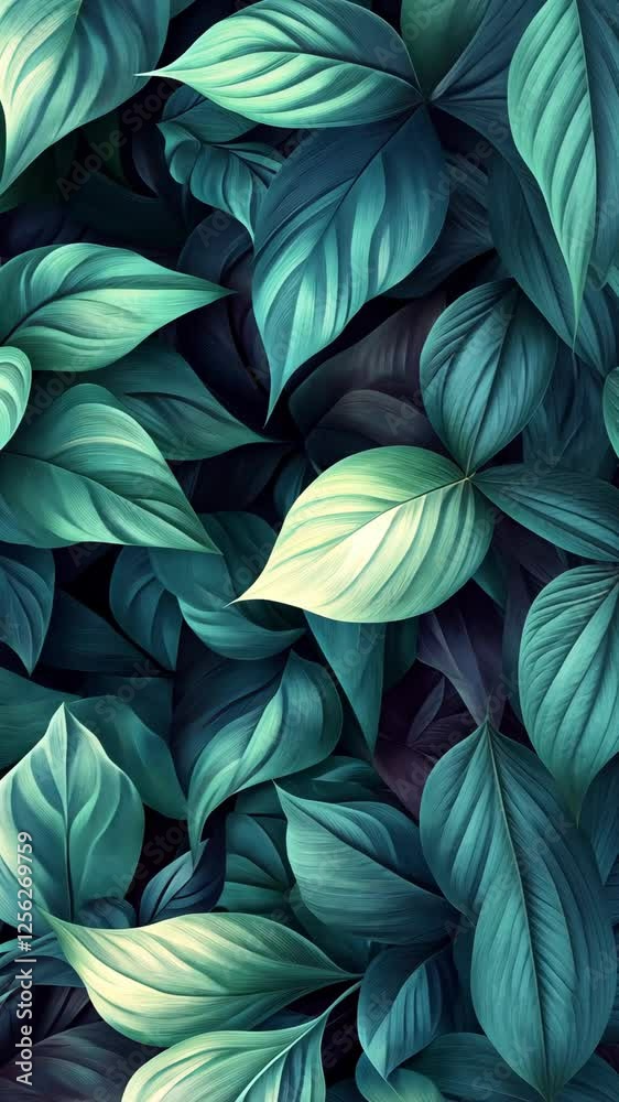 Vibrant green leaves create a lush backdrop with varied shapes and textures in a natural setting Vibrant green leaves create a lush backdrop with varied shapes and textures in a natural setting
