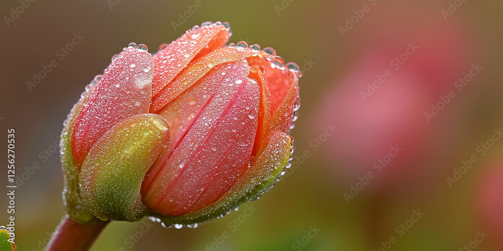 Close-up of Tulip Bud, Morning Dew on Tulip Bud, Spring background. Close-up of Tulip Bud, Morning Dew on Tulip Bud, Spring background.
