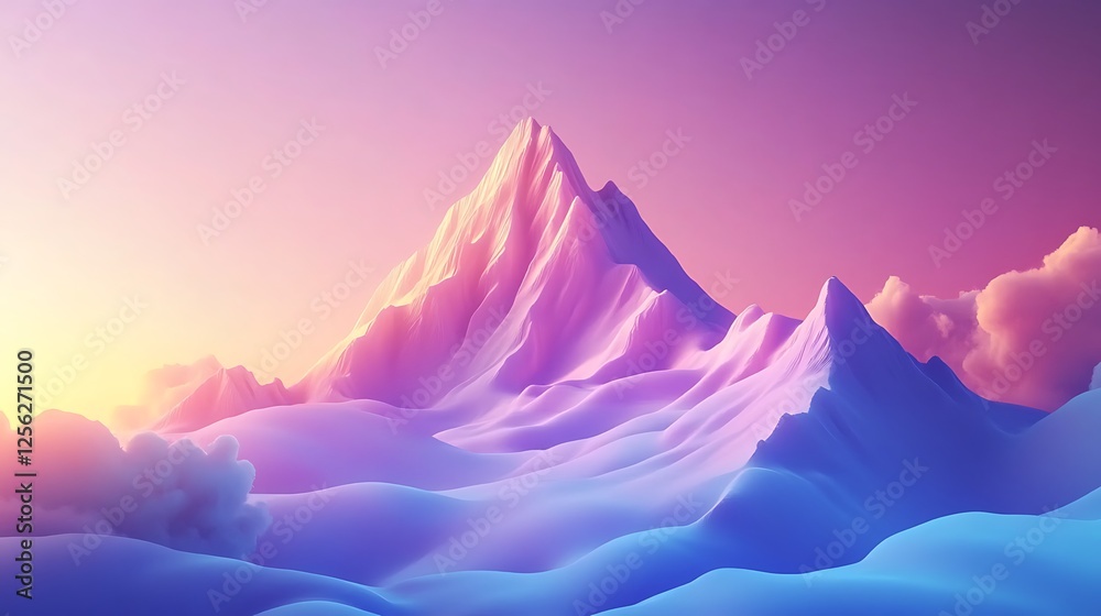 Pastel Mountainscape Sunrise Soft Hues Dreamlike Landscape Pastel Mountainscape Sunrise Soft Hues Dreamlike Landscape